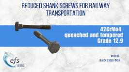 EFS Reduced Shank Screws for Railway Transportation
